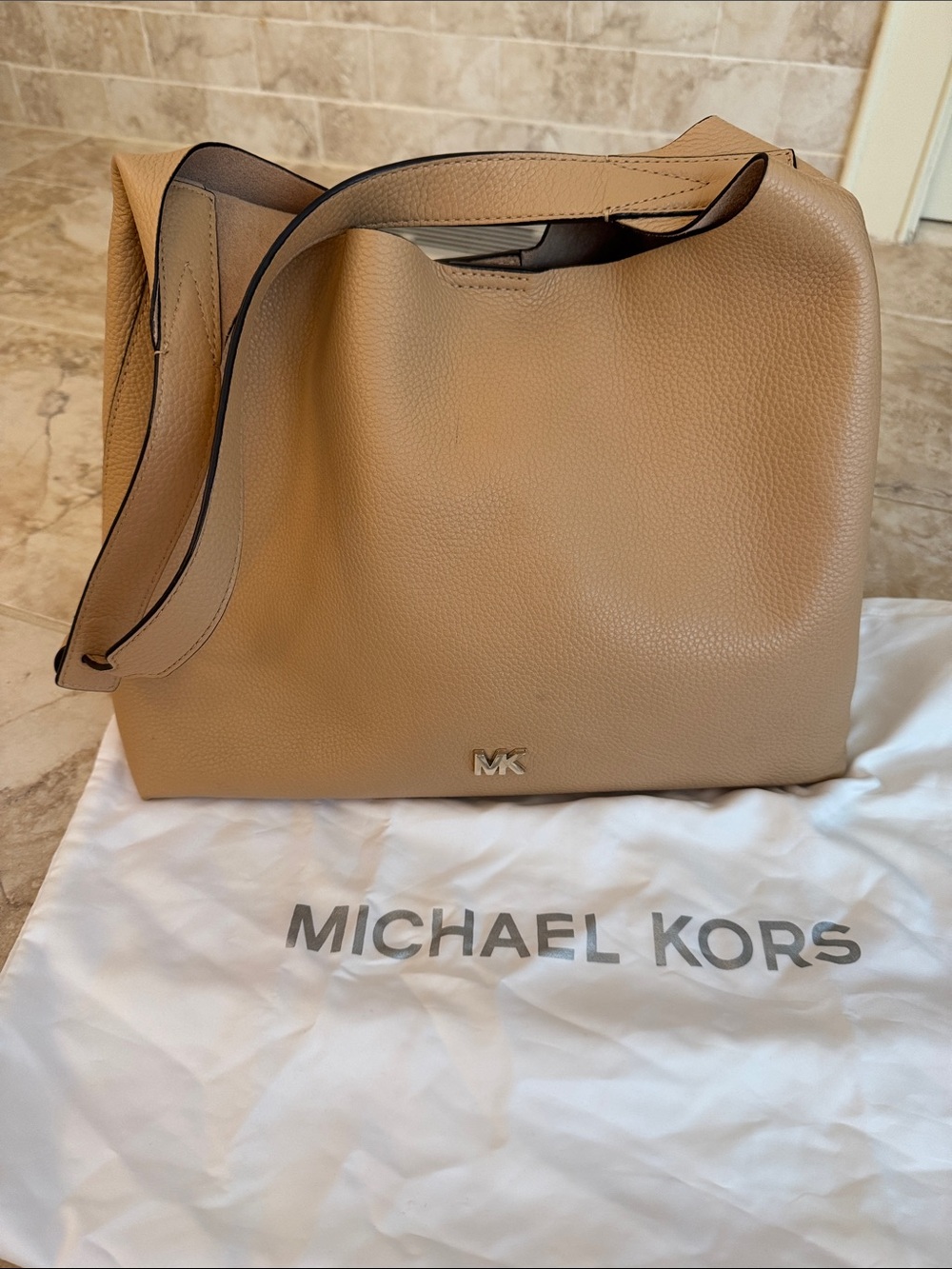 Michael Kors Tan Pebbled Leather Shoulder Hobo